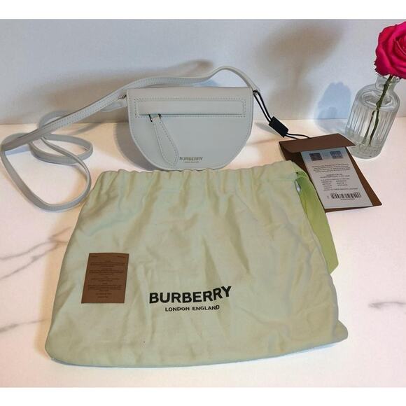 New - Burberry Olympia Micro Mini Leather Shoulder Bag Optic White - Picture 16 of 16
